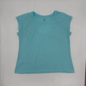 Champion Running T-Shirt Women's 2XL Blue Mesh Stretch Keyhole Back Athletic Fit